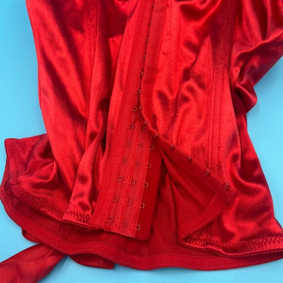 Gothic Bright Red Lace Up Adjustable Padded 3 Hook Corset Women's Size M - Picture 5 of 11